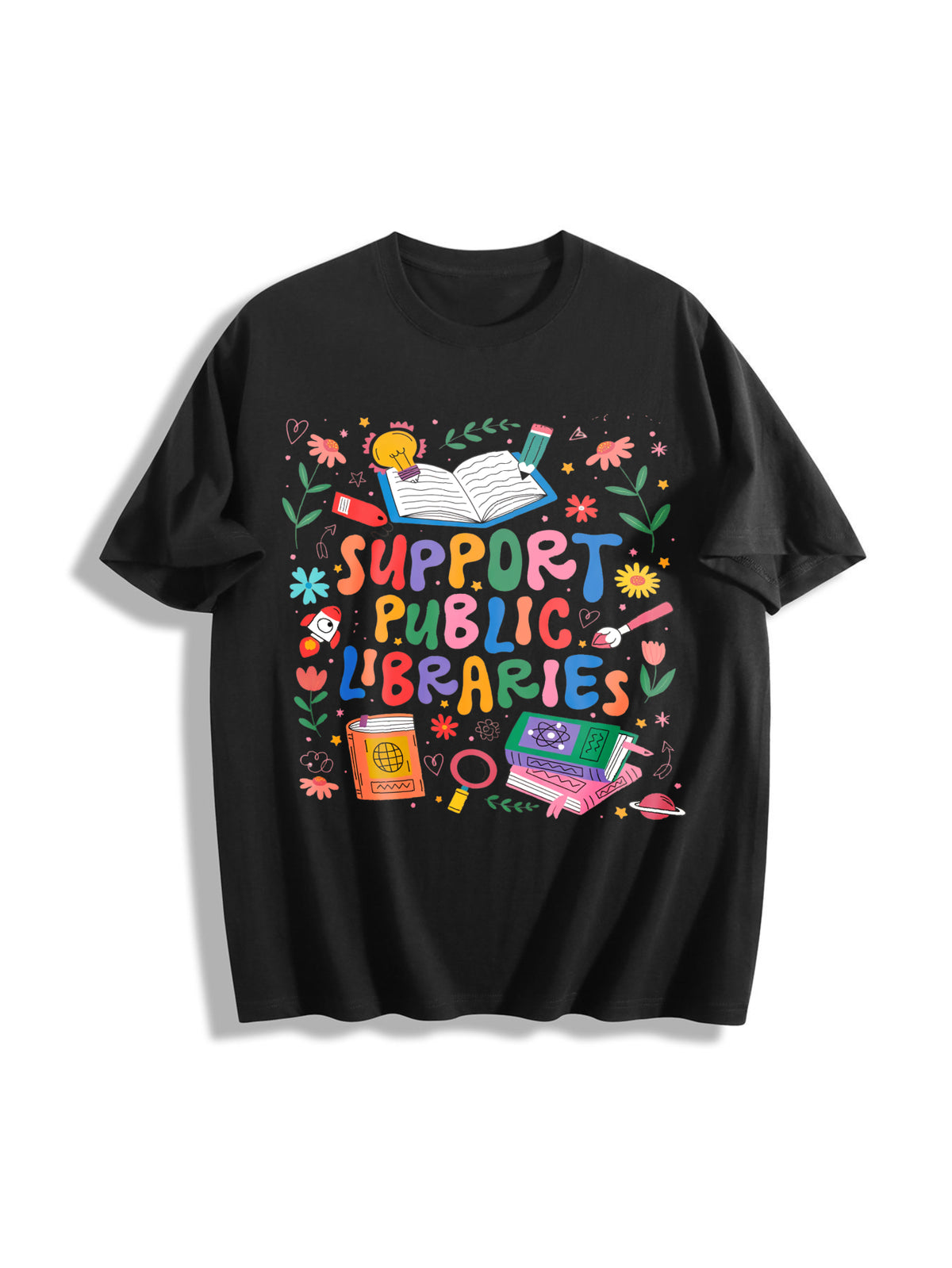 Support Public Libraries Cotton T-Shirt - Black