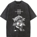 Akaza Upper moon rank 3 v6 Demon Slayer Kimetsu No Yaiba anime manga Washed t-shirt  2 sided printing Menswear Top graphic tee