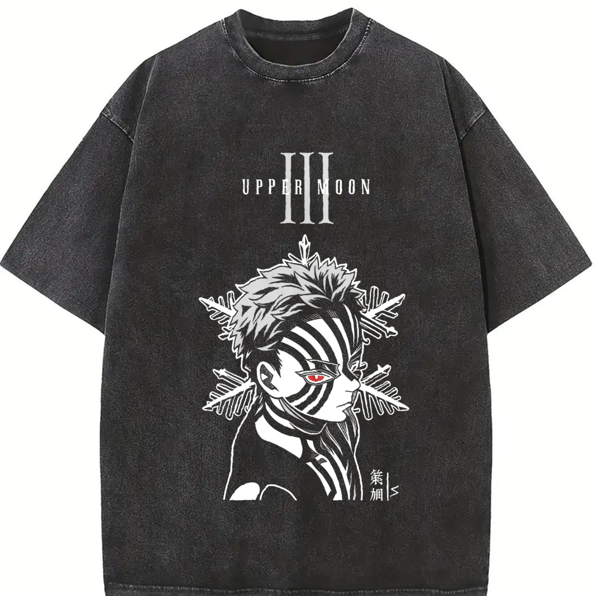Akaza Upper moon rank 3 v6 Demon Slayer Kimetsu No Yaiba anime manga Washed t-shirt  2 sided printing Menswear Top graphic tee