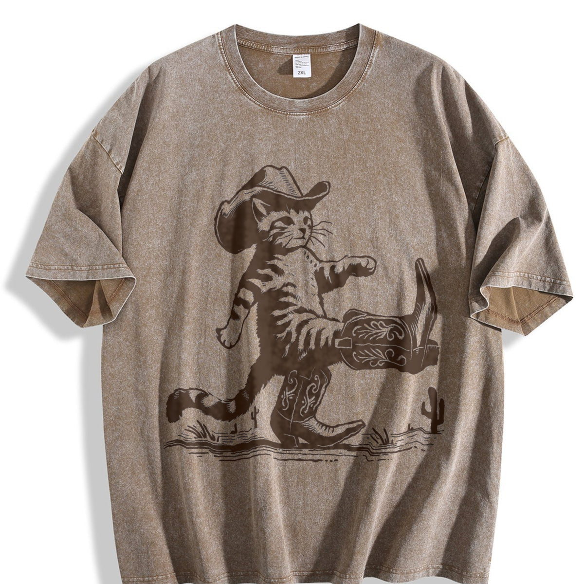 Cowboy Cat Vintage Washed T-Shirt - product view
