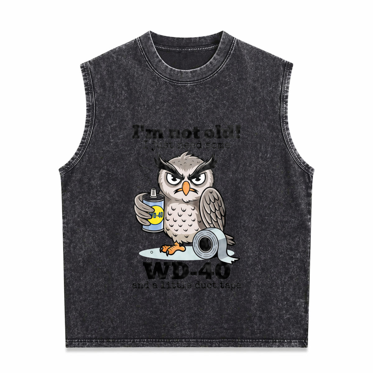 Owl I'm Not Old I Just Need Some Men's Washed Tank Top - Black