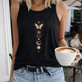 Golden Butterfly Celestial Symbols Women's Tank Top - Black