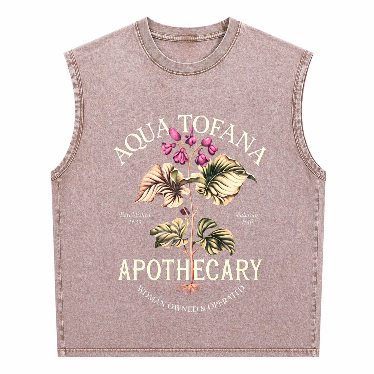 Aqua Tofana Funny Feminist Apothecary Men's Washed Tank Top - product view