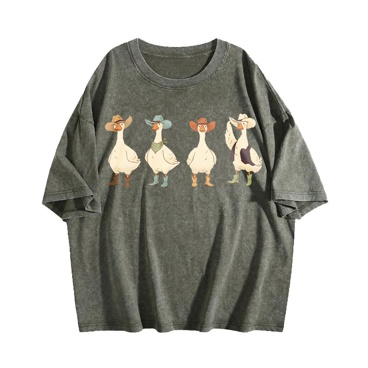 Western Cowboy Goose Lineup Vintage Washed T-Shirt - product view