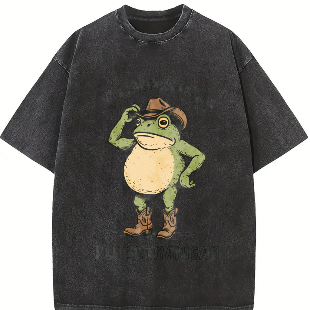 Comfort Colors Funny Shenanigan T-Shirt, If I Shenan Once I'll Shenanigan Shirt, Funny Mental Health Tee, Cowboy Frog Shirt, Trendy Animal Tee