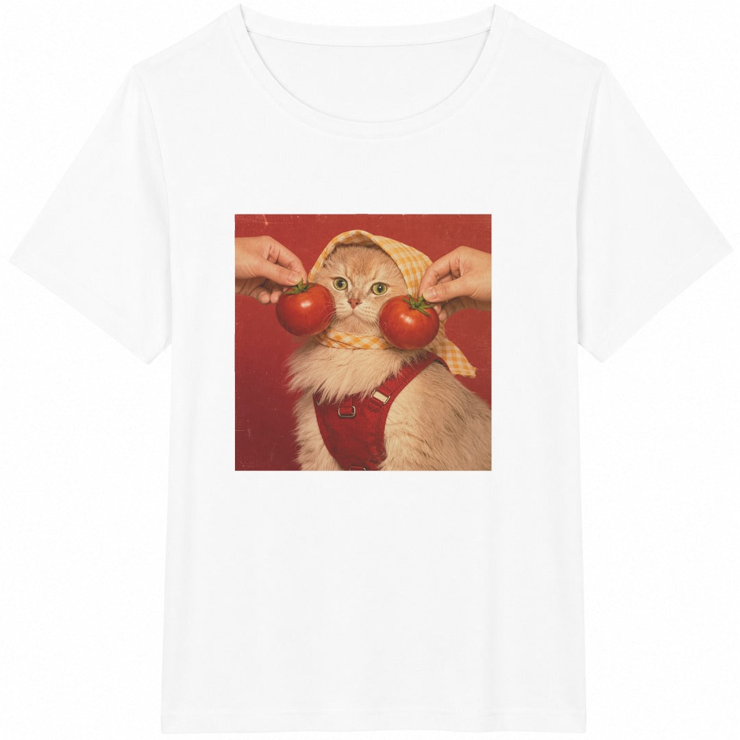 Funny Cat Tomato Cotton T-Shirt - product view