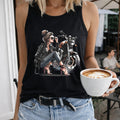 Biker Woman and Motorcycle Women's Tank Top - Black