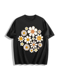 Flowers Cotton T-Shirt - Black