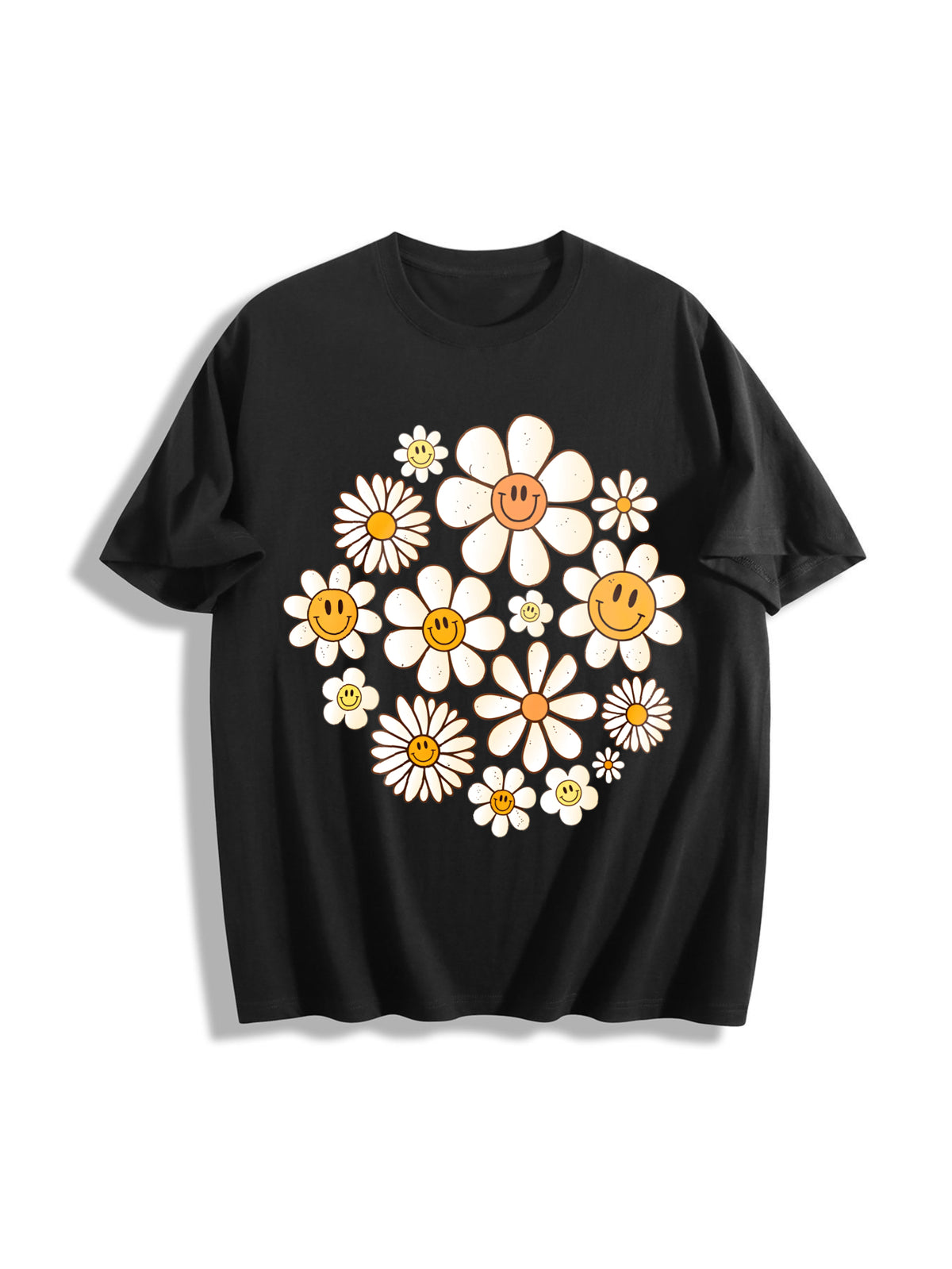Flowers Cotton T-Shirt - Black