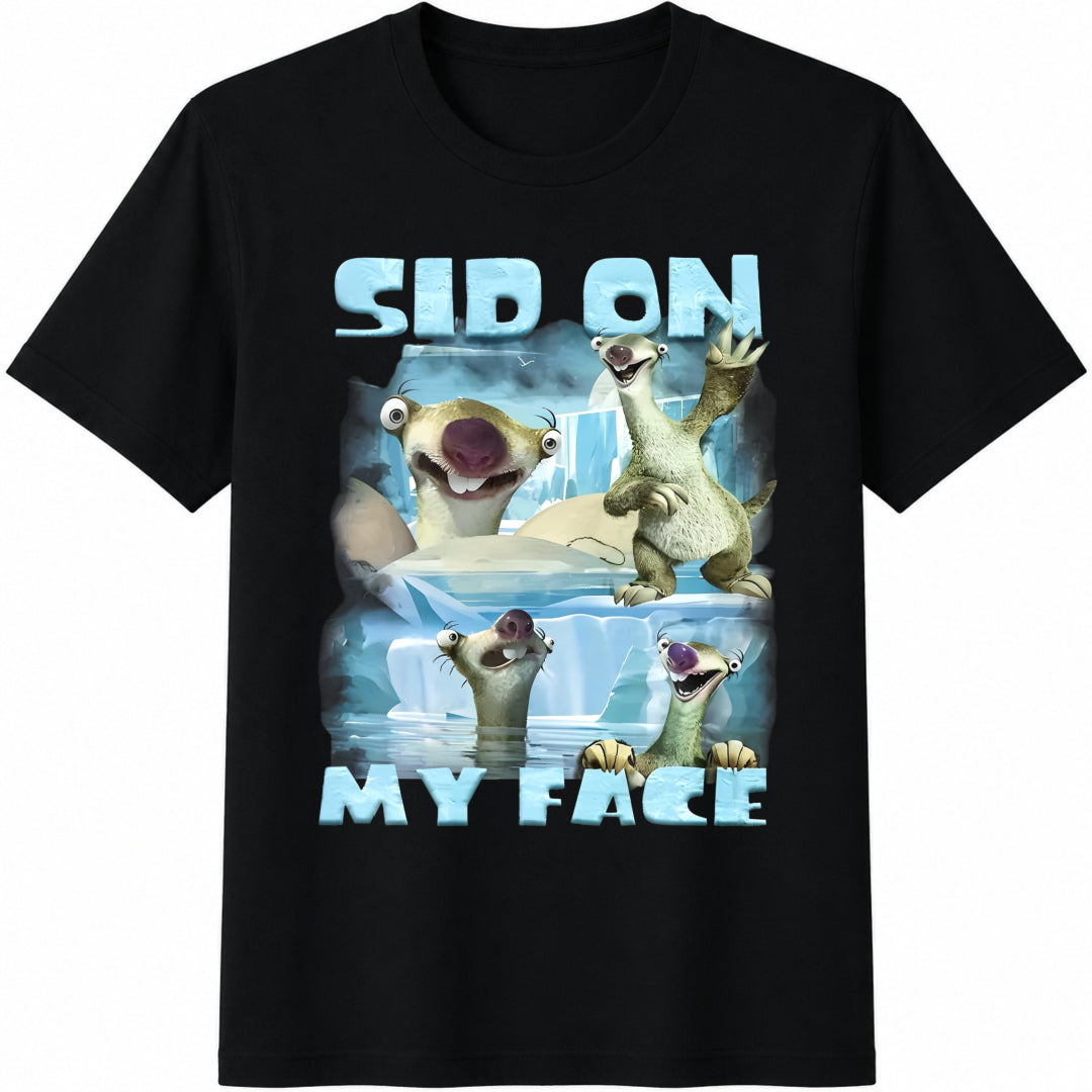 Sid On My Face Meme Cotton T-Shirt - Black