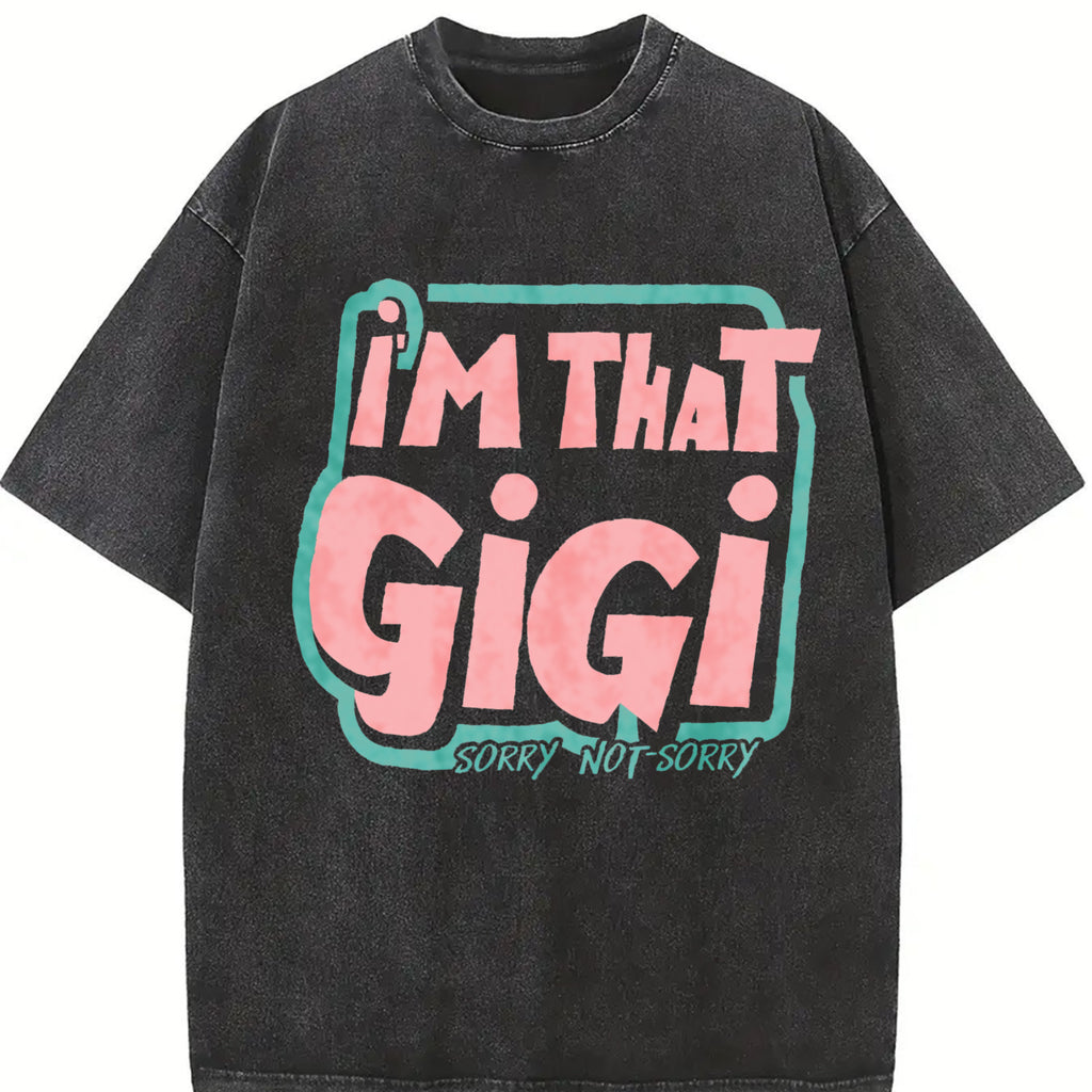 GIGI Text Print Women's T-Shirt Casual Round Neck Spring/Summer Top Short Sleeve