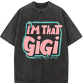 GIGI Text Print Women's T-Shirt Casual Round Neck Spring/Summer Top Short Sleeve