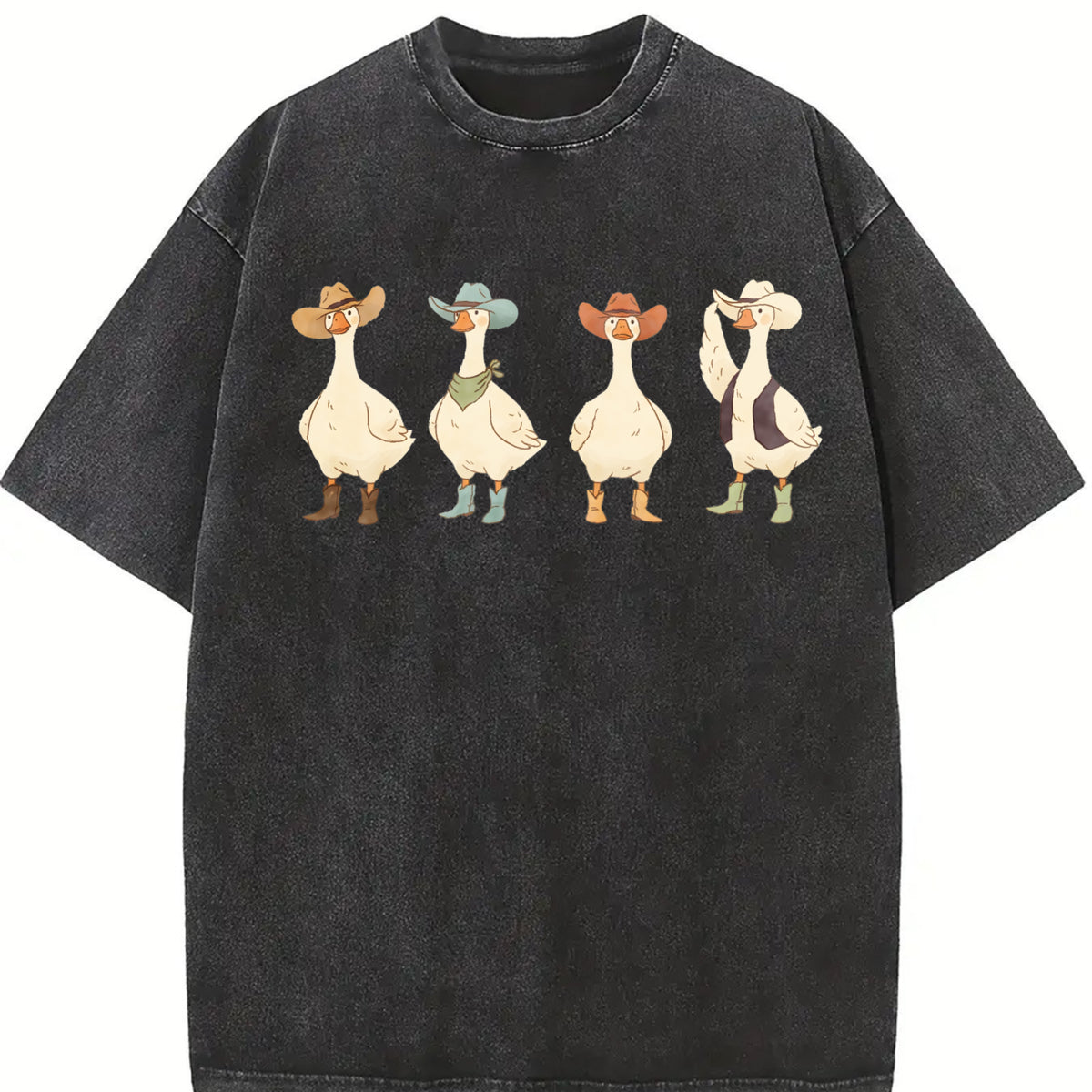 Western Cowboy Goose Lineup Vintage Washed T-Shirt - product view