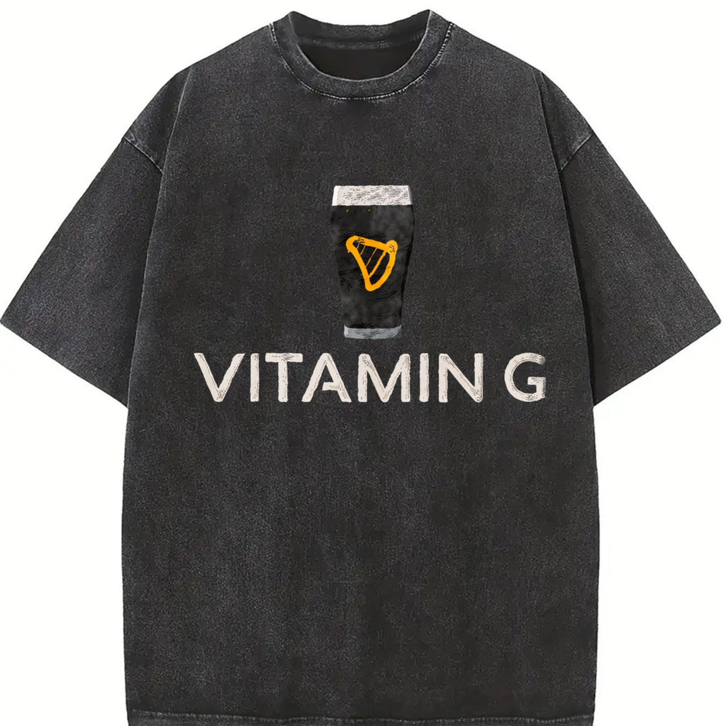 Vitamin G Guinness Beer Comfort Colors T-Shirt, Funny Embroidered Beer Shirt, St. Patrick’s Day Gift, Irish Pub Party Tee Beer Lovers