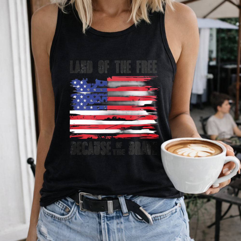 Land Of The Free Because Of The Brave American Flag Women's Tank Top - Black