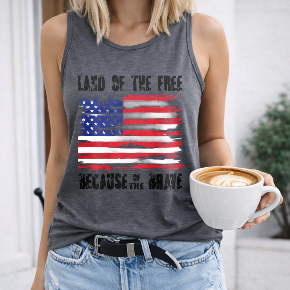 Land Of The Free Because Of The Brave American Flag Women's Tank Top - product view