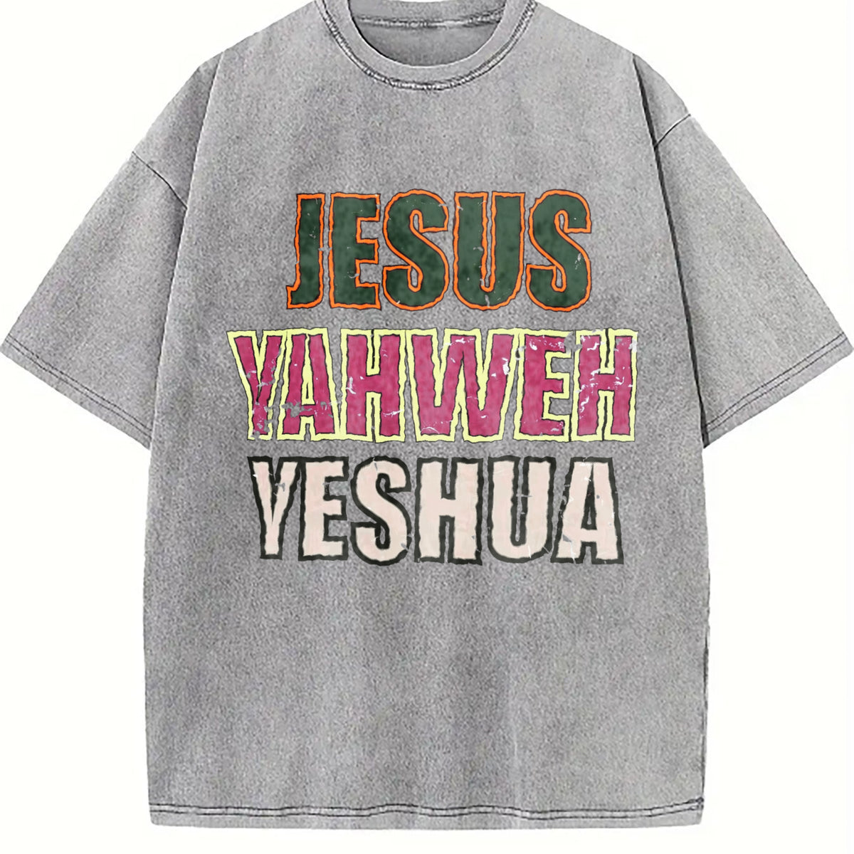 Jesus Yahweh Yeshua Religious Text Vintage Washed T-Shirt - product view