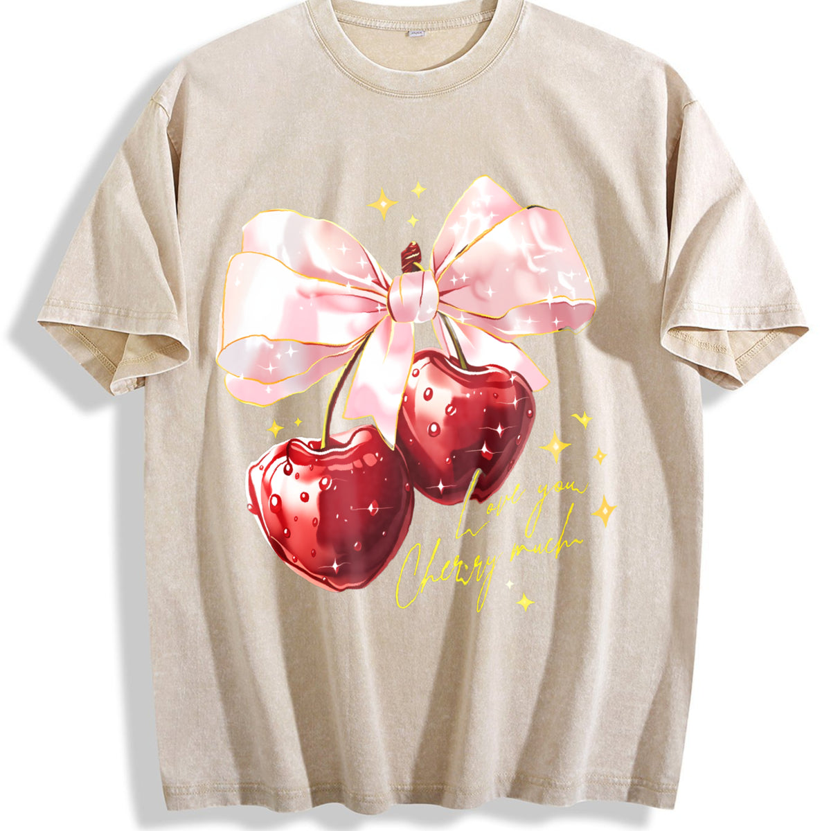 100 Percent Clothes Vintage Washed T-Shirt - Beige