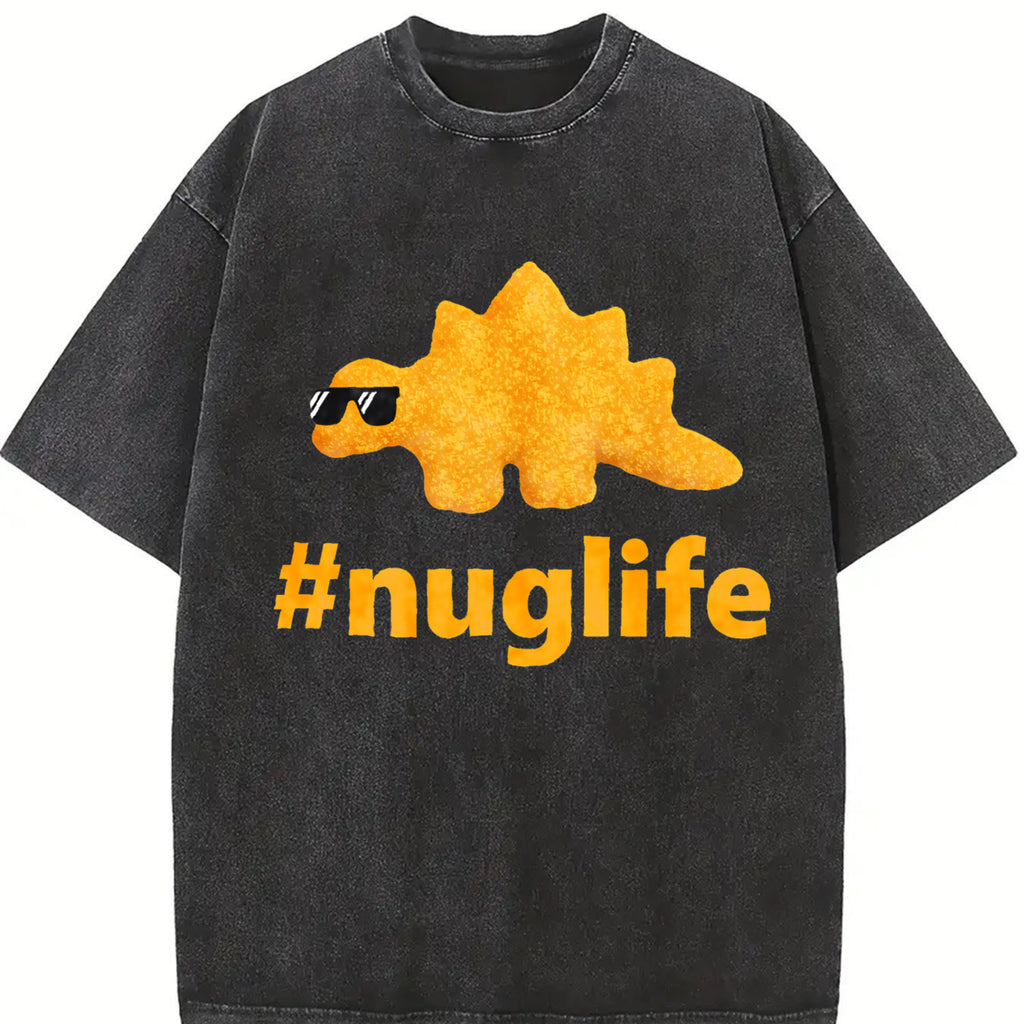 Women's Black Short Sleeves Nug Life Dino Nuggs Dino Chicken Nuggets Dinosaur Nugget Men T-Shirt