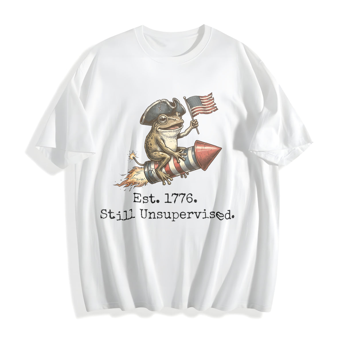American 250th Anniversary Funny Frog USA Independence Day Cotton T-Shirt - product view