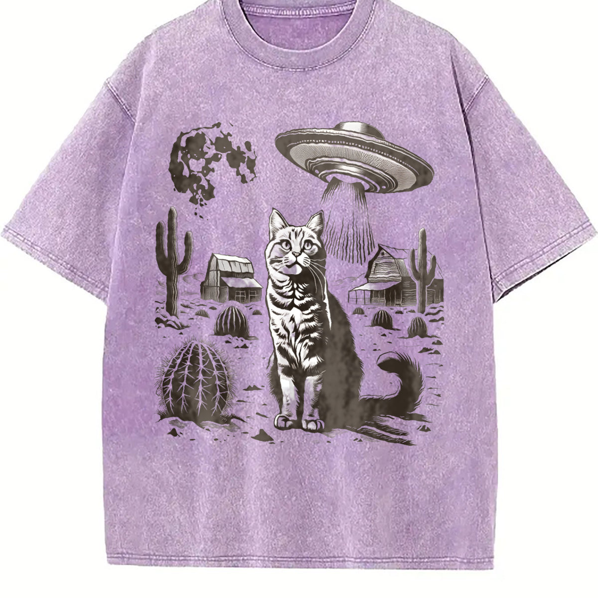 UFO Western Cat Vintage Washed T-Shirt - product view