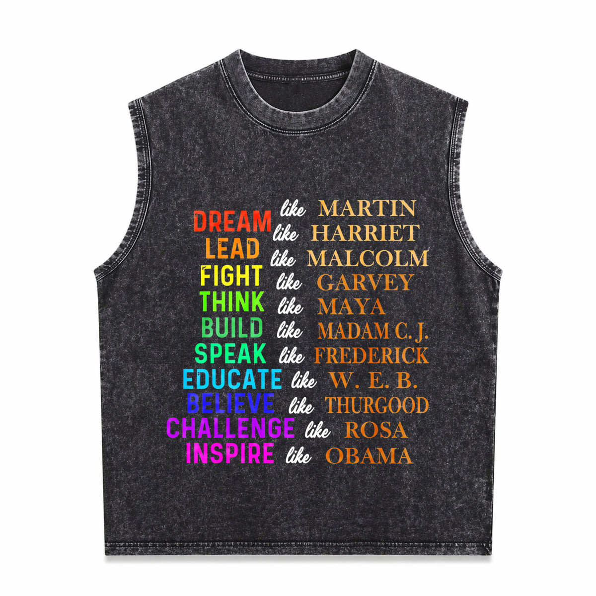 Dream Like Martin Lead Like Harriet The Black History Men's Washed Tank Top - Black