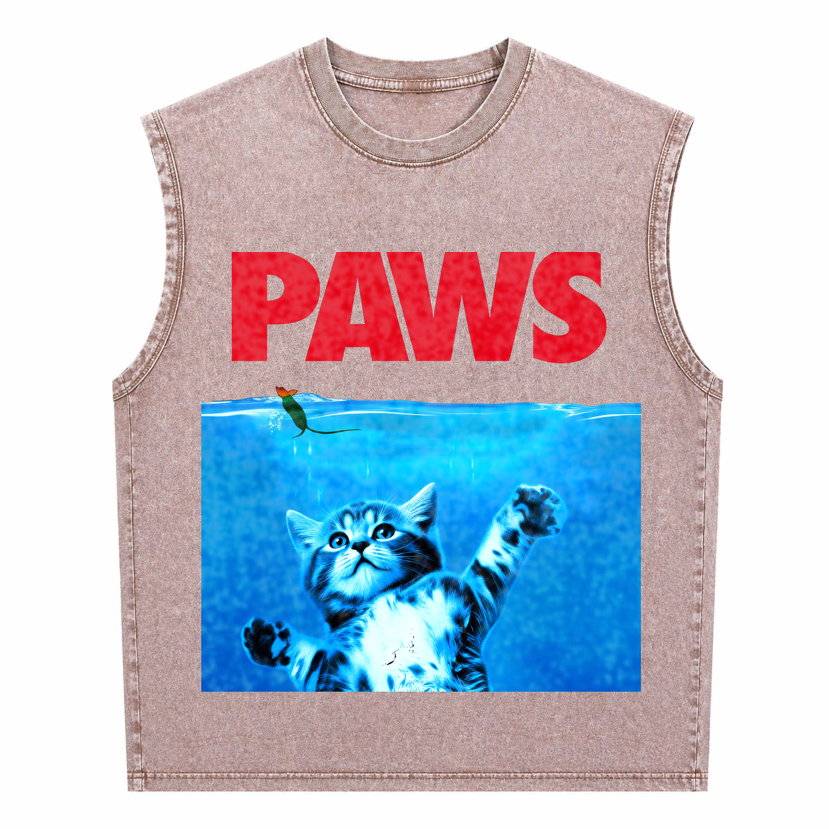 Xiongying Paws Cat And Mouse Men's Washed Tank Top - product view