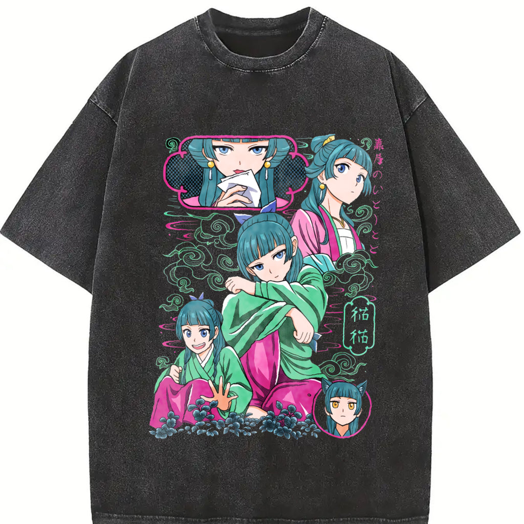 valentine shirts Anime The Apothecary Diaries Maomao Kawaii Printed T Shirt Men Women Cotton T-shirts Vintage Washed Tshirt Harajuku Male Tops