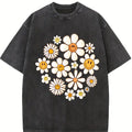 Retro Flowers Tshirt, Daisy Flower Shirt Womens, Flower Smile Faces Shirt, Smile Floral T-Shirt Top Womenswear Vintage Graphic Tees