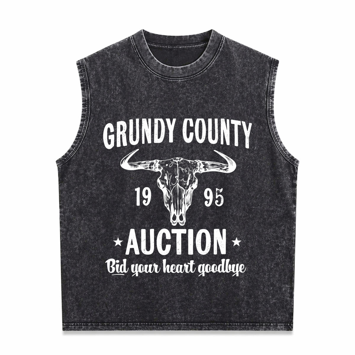 Grundy County Auction Inspired Concert Men's Washed Tank Top - Black