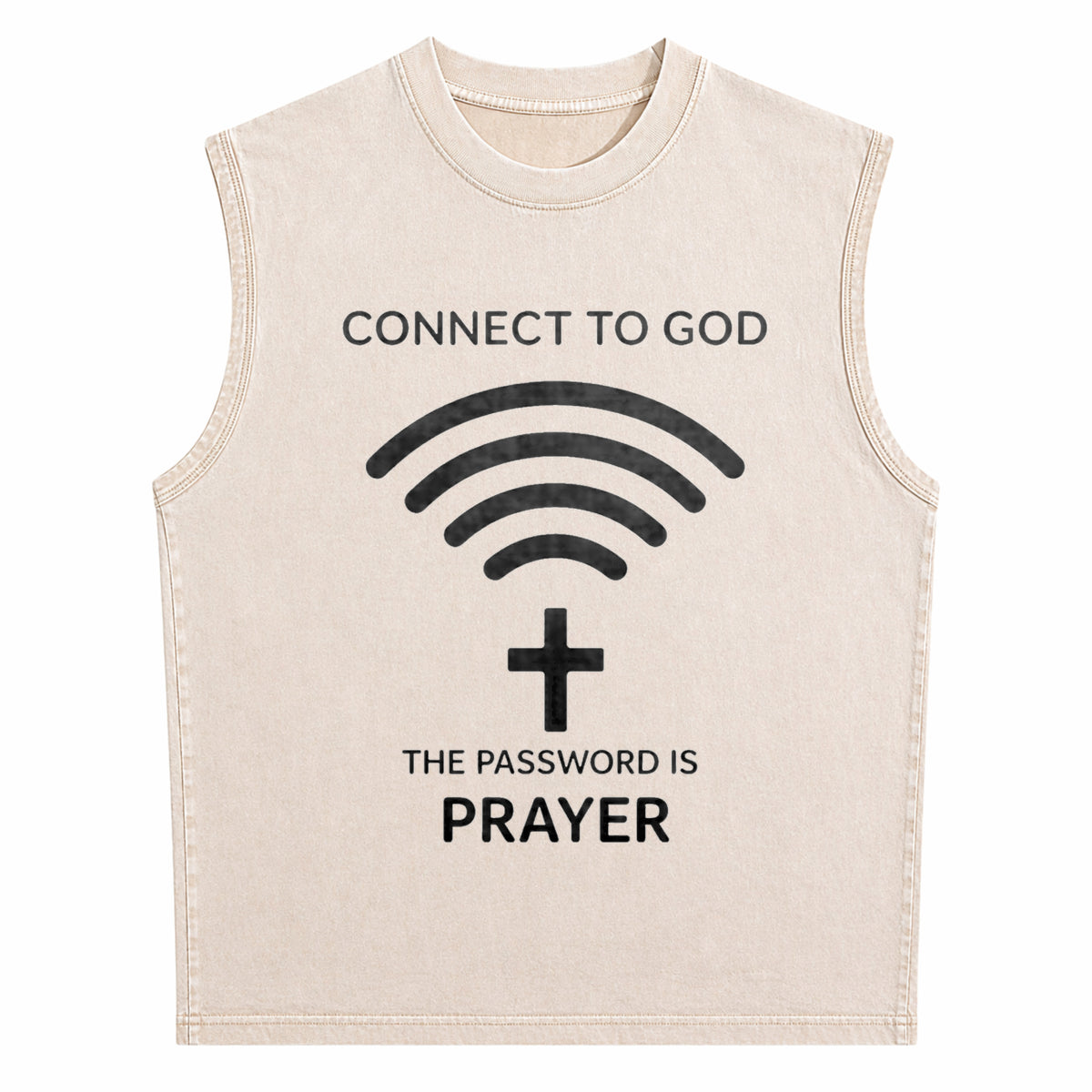 Connect To God The Password Ls Prayert- 100 Men's Washed Tank Top - product view