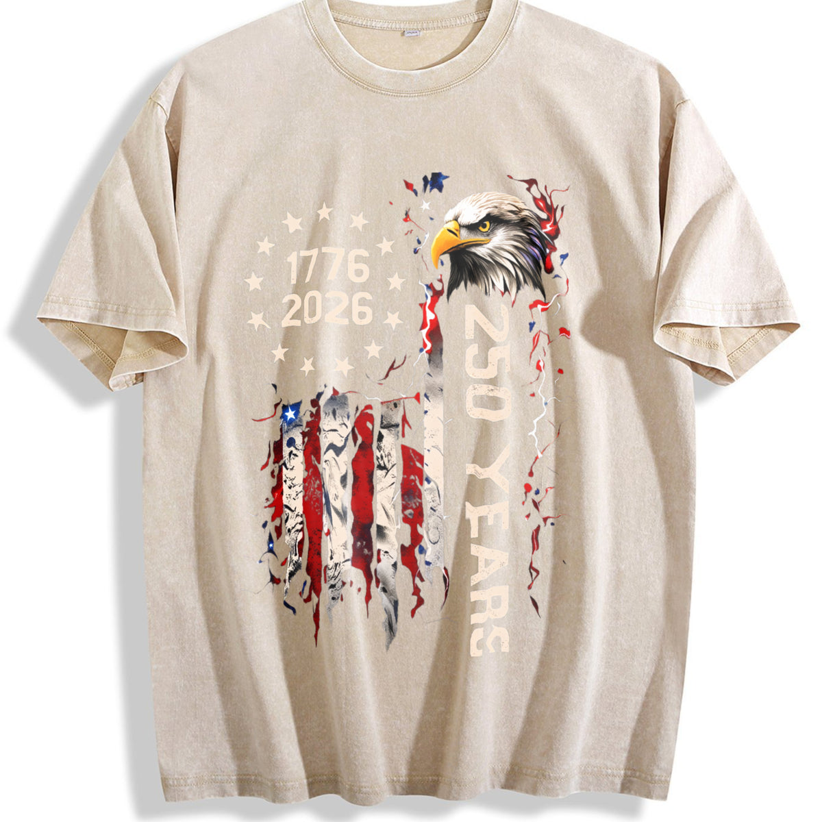 USA 250 Vintage Washed T-Shirt - Beige
