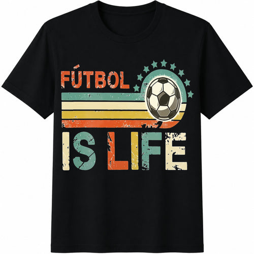 1-piece-- With Soccer Letter Cotton T-Shirt - Black