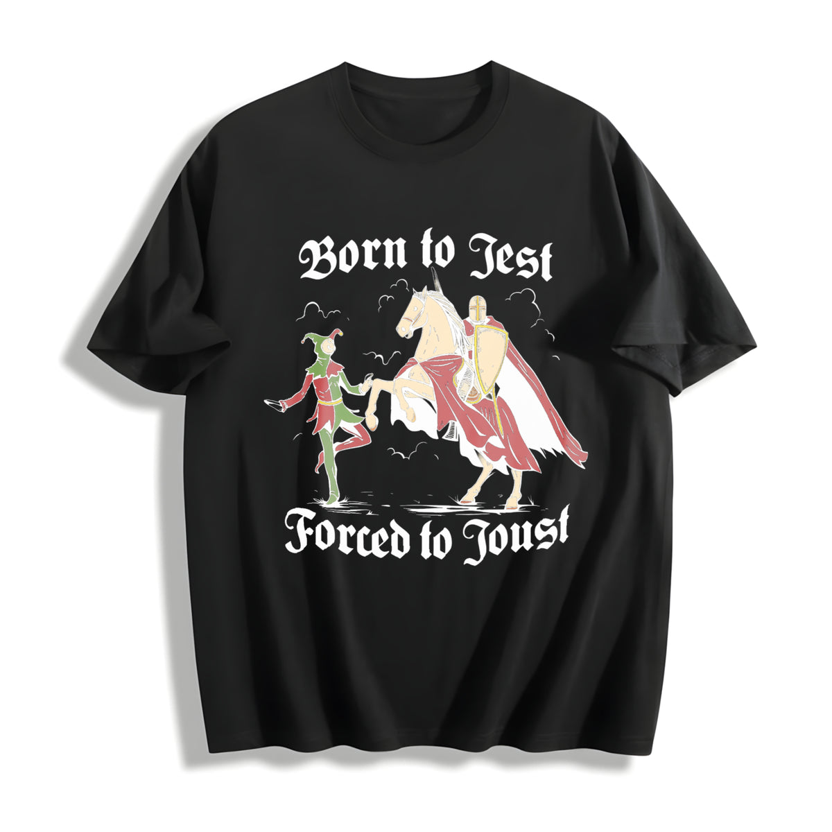 Born To Jest Forced To Joust Cotton T-Shirt - Black