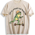 Off To Commit Tomfoolery Frog Vintage Washed T-Shirt - Beige