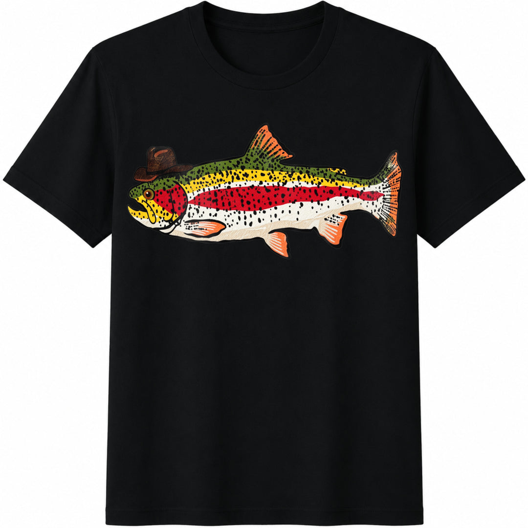 Cowboy Trout Garment-dyed Cotton T-Shirt - Black