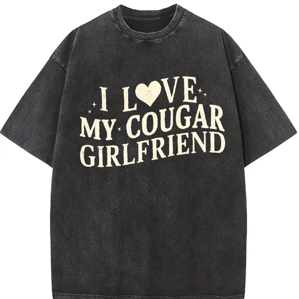 Comfort Colors I Love My Cougar Girlfriend Shirt, Boyfriend Gift, I Love My Girlfriend Tee, I Heart My Cougar Shirt, Couple Valentines Day Tee