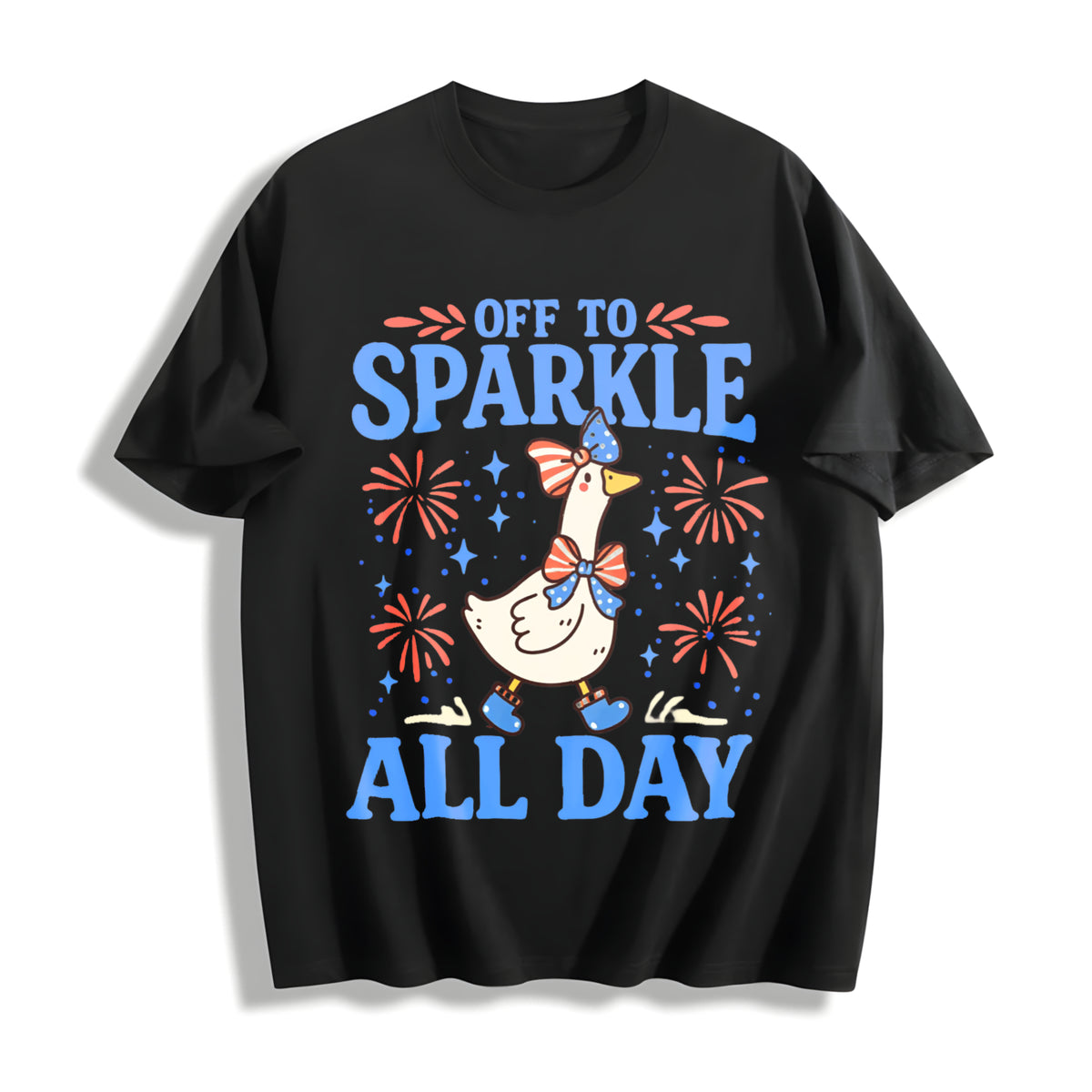 4th Of July Goose Cotton T-Shirt - Black