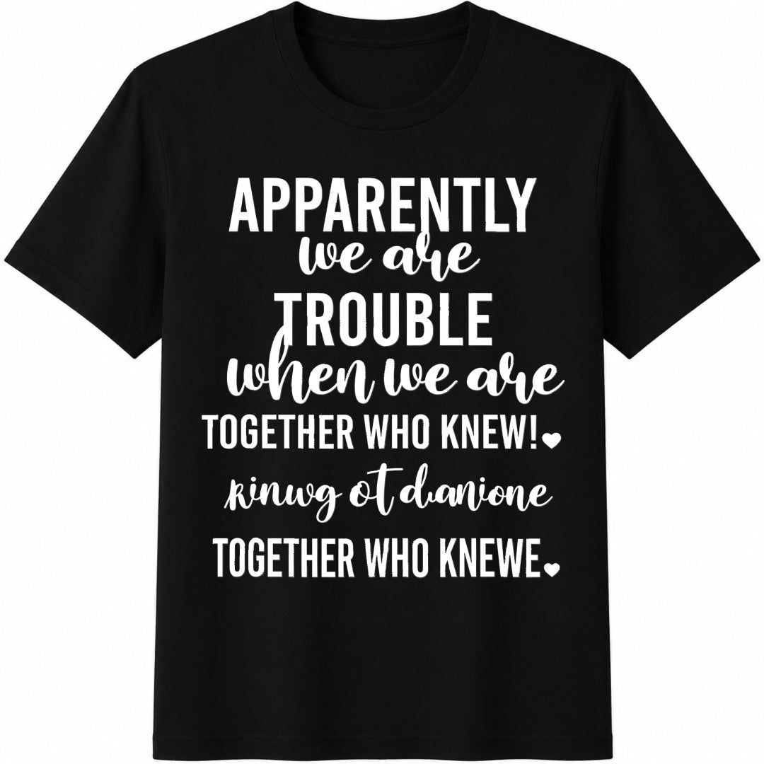 Funny Best Friends Cotton T-Shirt - Black