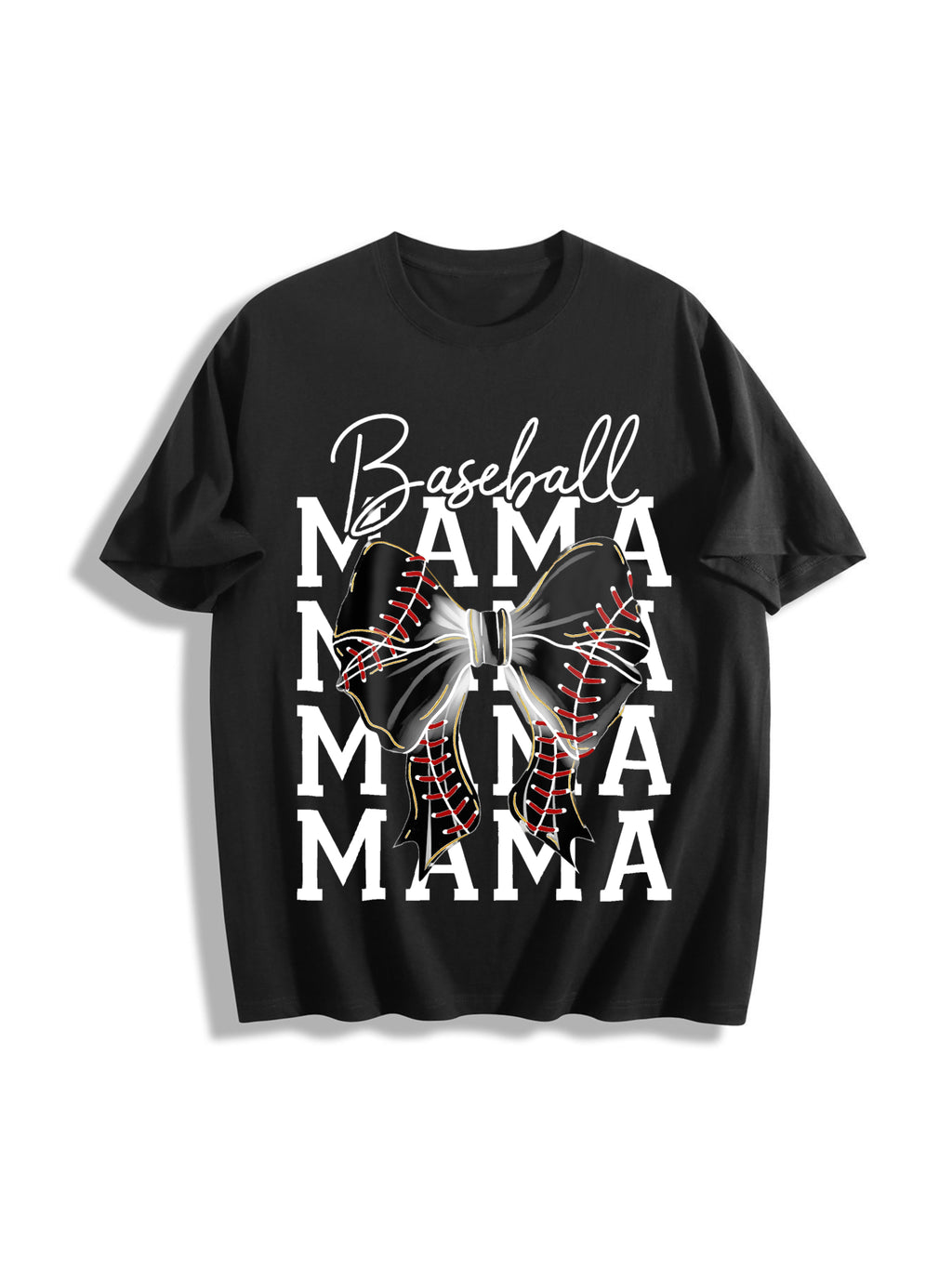 Baseball Mama Cotton T-Shirt - Black