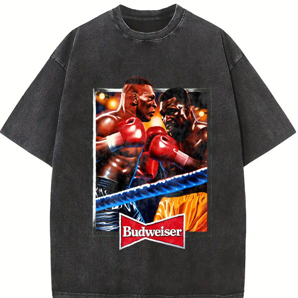 Mike VS Evander Vintage Graphic Ad Retro Custom Graphic T-Shirt Crewneck Cotton