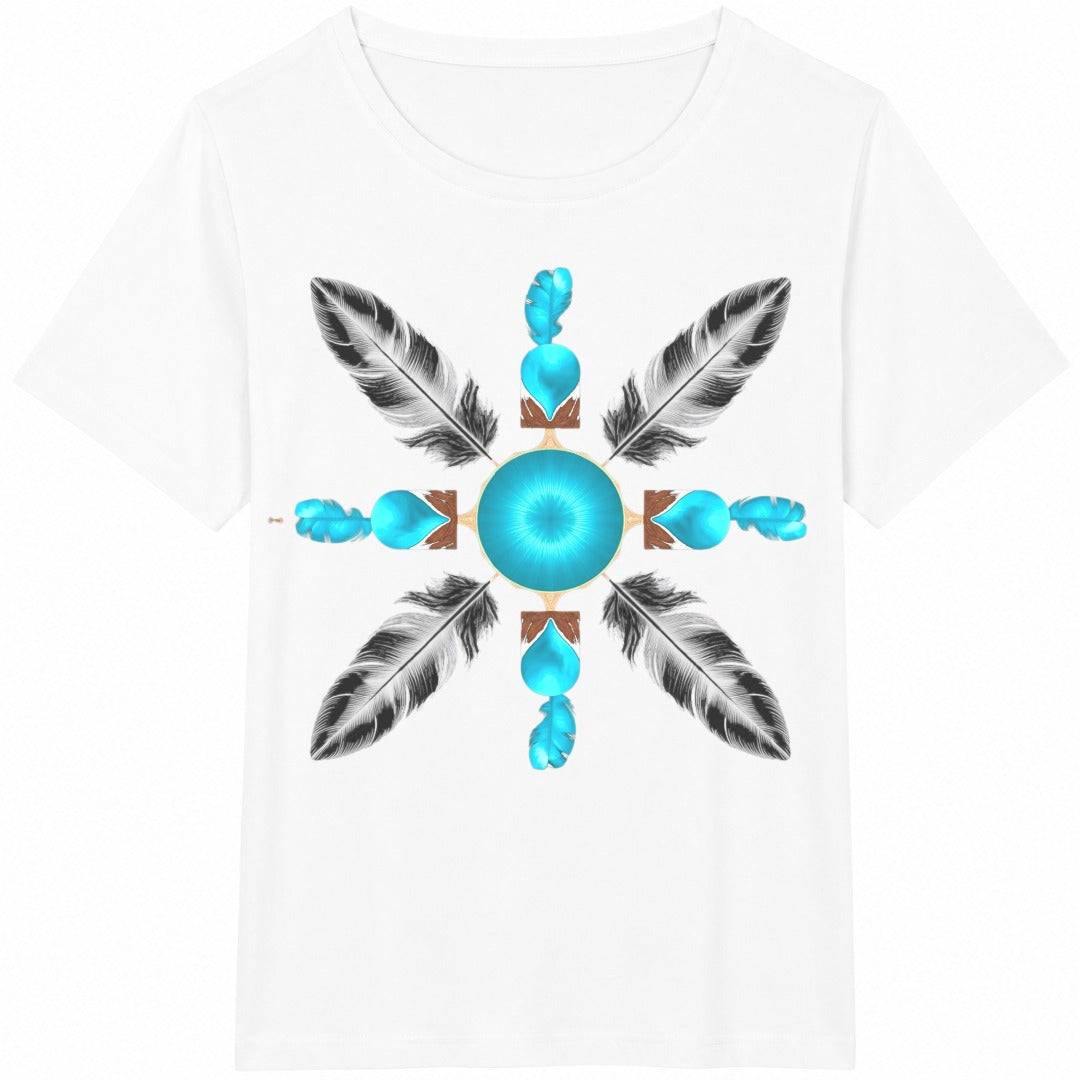 Ith Symmetrical Turquoise Circle Cotton T-Shirt - product view