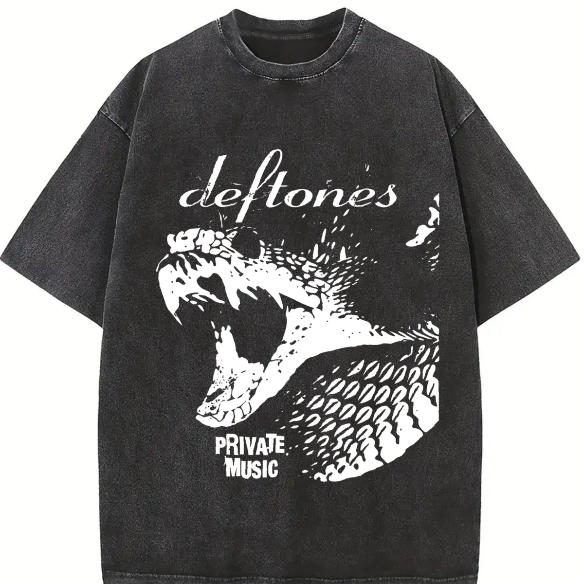 Unisex Deftones Vintage Washed Graphic T-Shirt – Retro Rock Style Tee, Casual Short Sleeve Streetwear Top