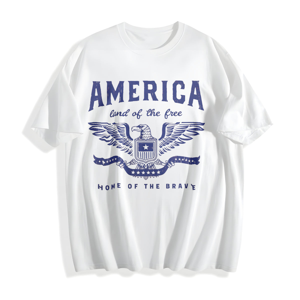 Funny America Land Of The Free Home Of The Brave Patriotic Cotton T-Shirt - product view