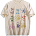 Cat 90s Tattoo Vintage Washed T-Shirt - Beige