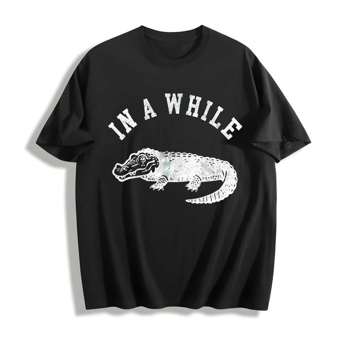 Funny In A While Crocodile Sarcastic Croc For Funny Cool Cotton T-Shirt - Black