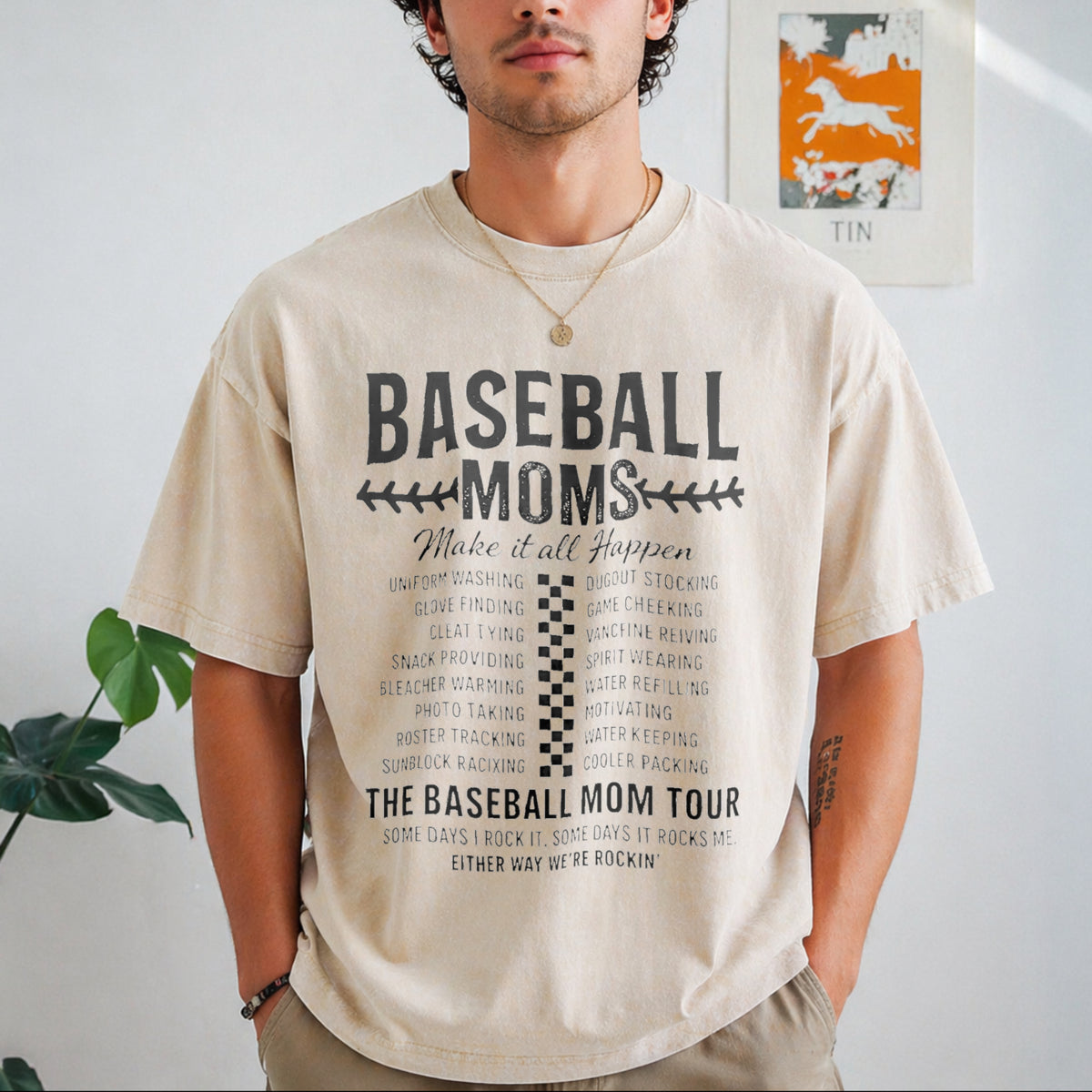 Funny Baseball Mom Vintage Washed T-Shirt - product view