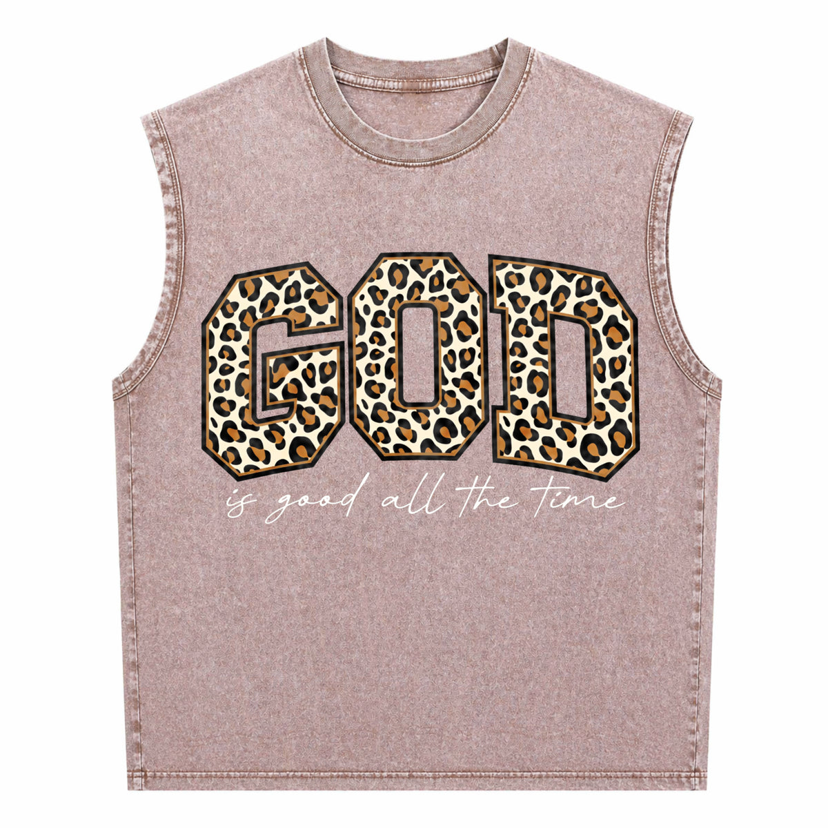 Leopard God Good Time Men's Washed Tank Top - product view