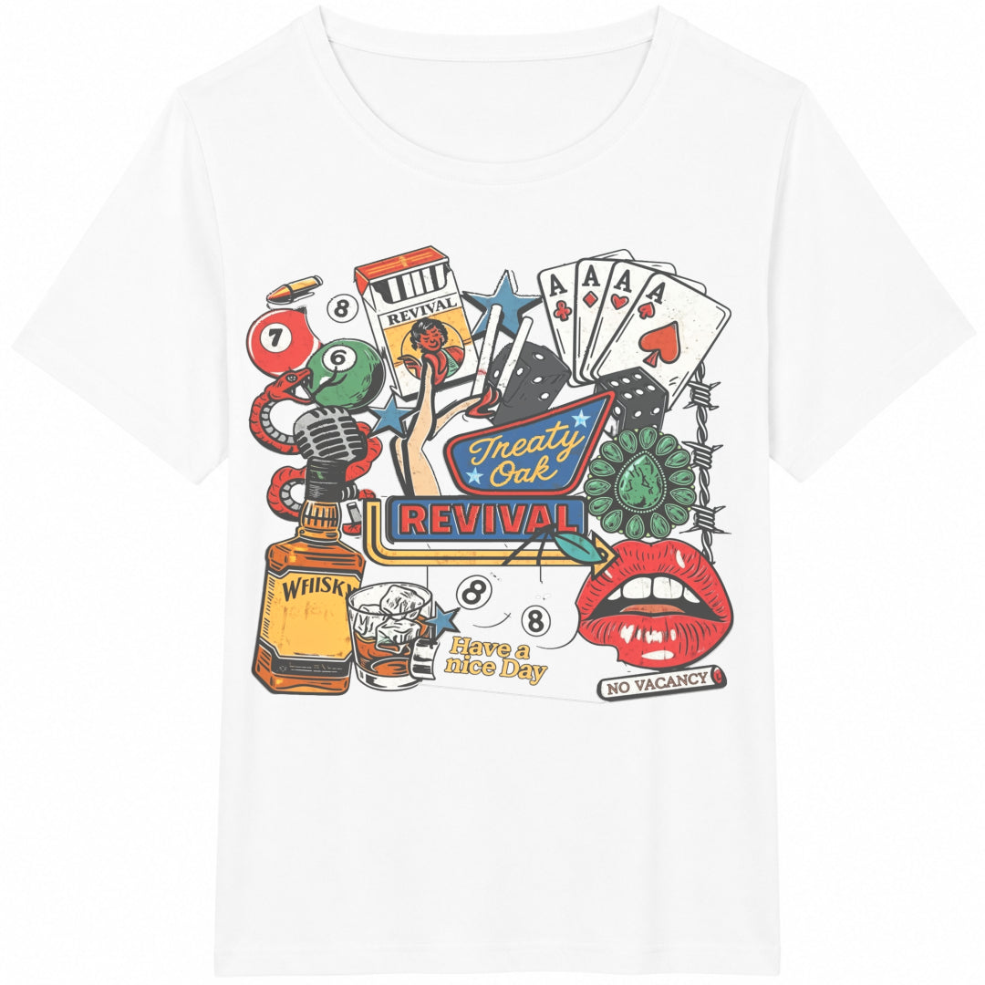 2026 Treaty Oak Revival Treaty O Rev Letter Back Collage Back Cotton T-Shirt - product view