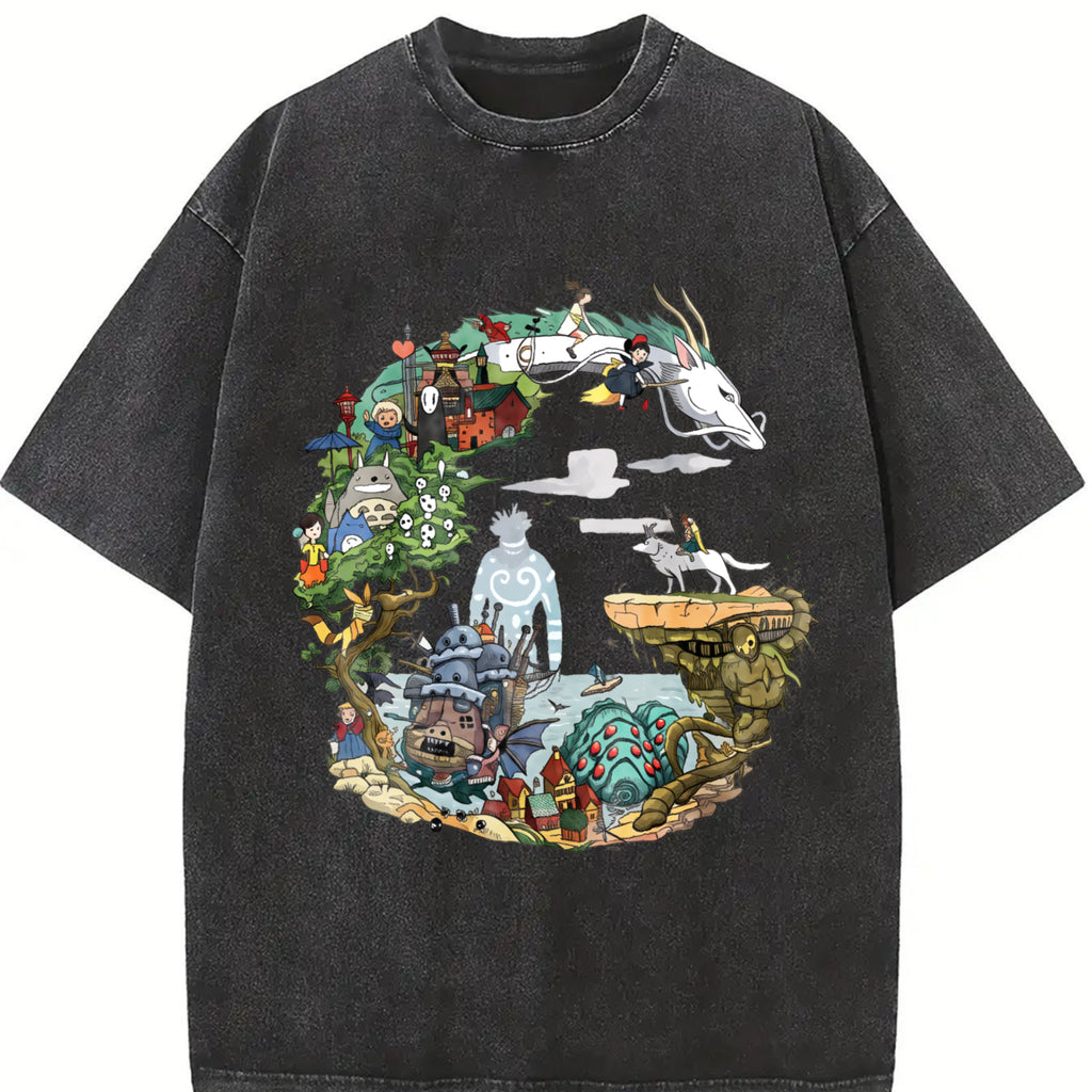 valentine shirts Studio Ghibli Anime Streetwear Vintage Graphic Tee Unisex Cotton Crewneck T-Shirt Menswear Womenswear Underwear Streetwear Top Printed Summer Shirts